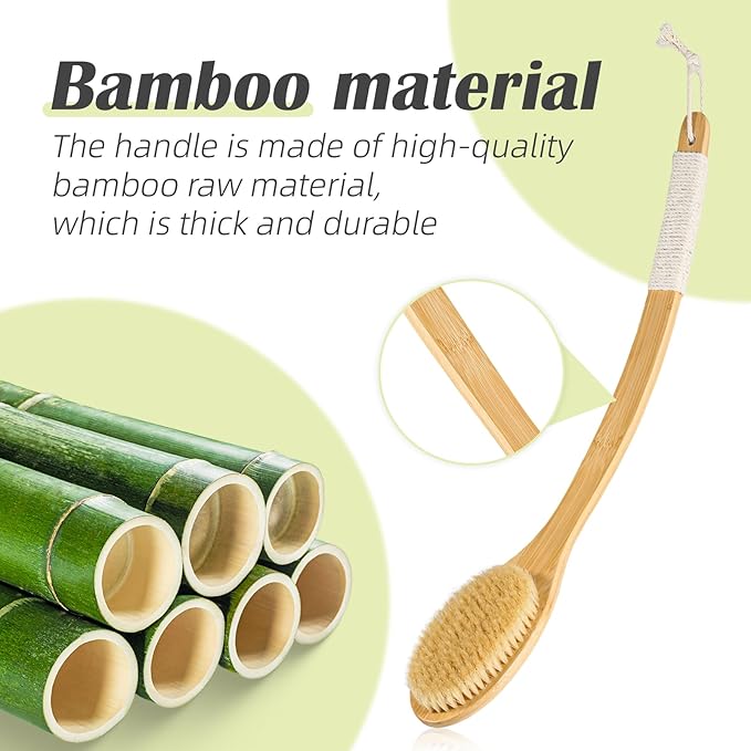 ​​​​Bath Body Brush Shower, Moderately Soft Natural Bristle Body Brush - Image 3