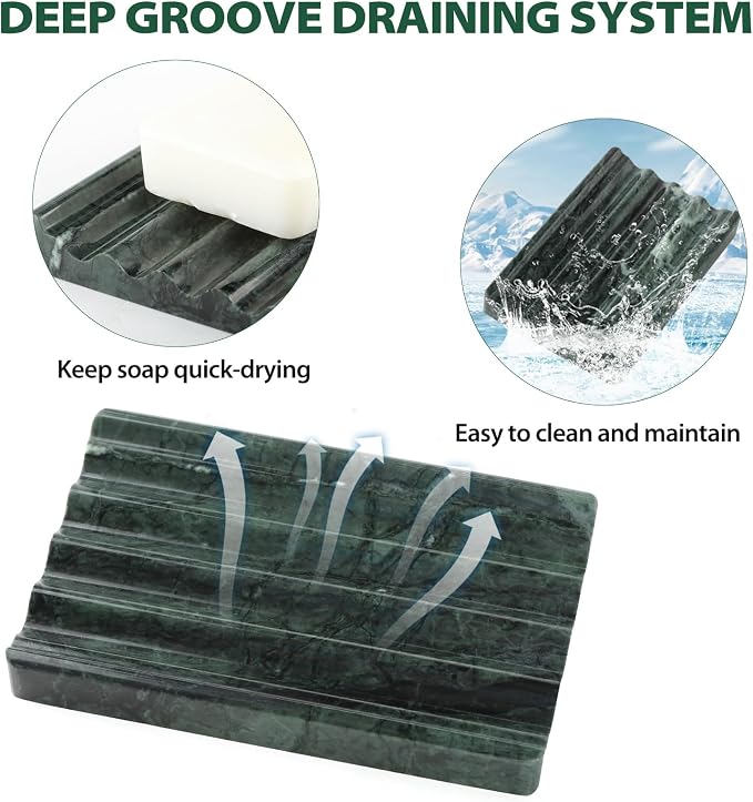 2PCS Koville Indian Natural Green Marble Soap Dish - Image 2