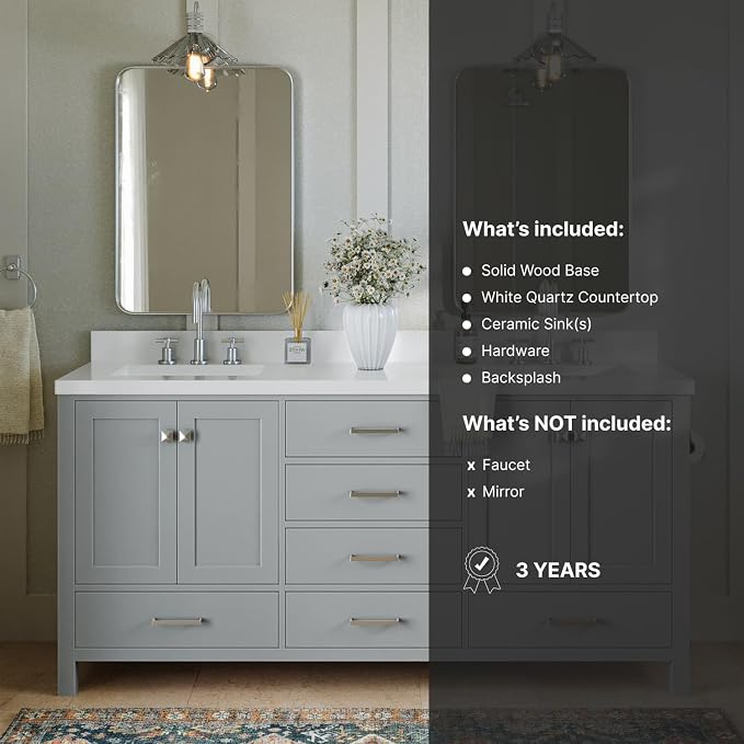 ARIEL Double Bathroom Vanity 73" Grey - Image 11