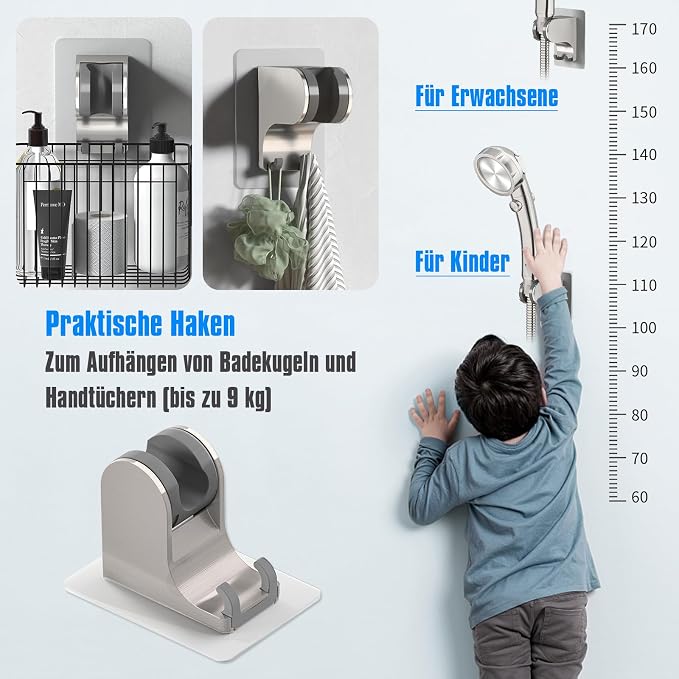JONKEAN Shower Head Holder Without Drilling, 3m Handheld Shower Head Holder - Image 4