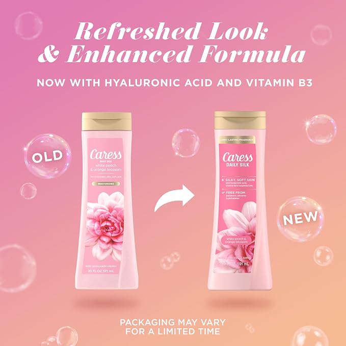 Caress Body Wash for Women, Daily Silk White Peach & Orange Blossom, Shower Gel - Image 3
