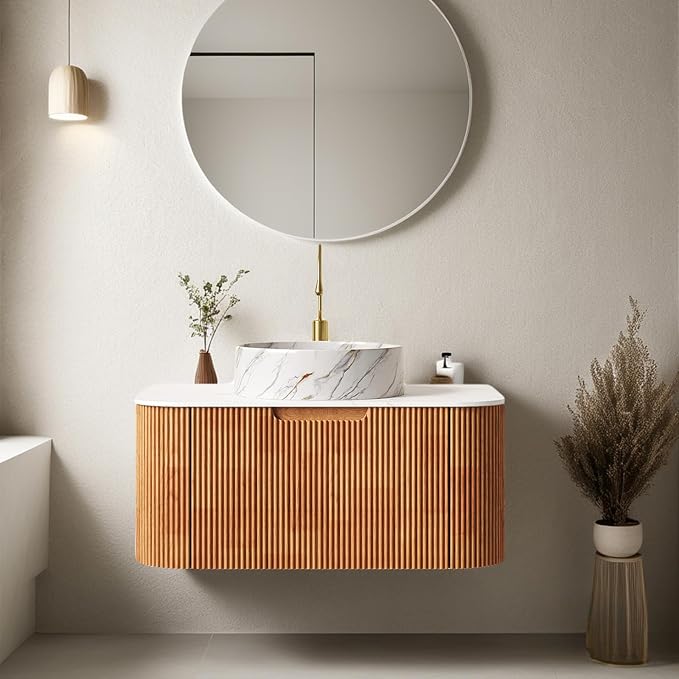 30" Bathroom Vanity with Sink, Floating Vanities with Marble Countertop and by Unknown