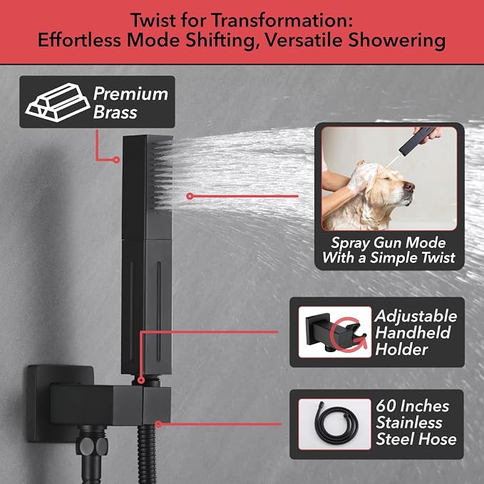 VANFOXLE Shower Faucet Set Matte Black Four Modes Shower System, Shower Faucet - Image 4