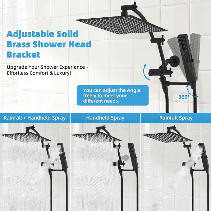 Hibbent All Metal CUPC Certified 12'' Rainfall Shower Head, Dual Shower Head - Image 7