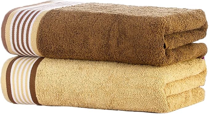 CASA COPENHAGEN He & She 2 Pieces Large Bath Sheet Set- Brown + Beige, 550 GSM - Image 7