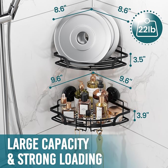 TAILI Powerful Suction Cup Corner Shower Caddy 2 Pack, Stainless Steel - Image 7