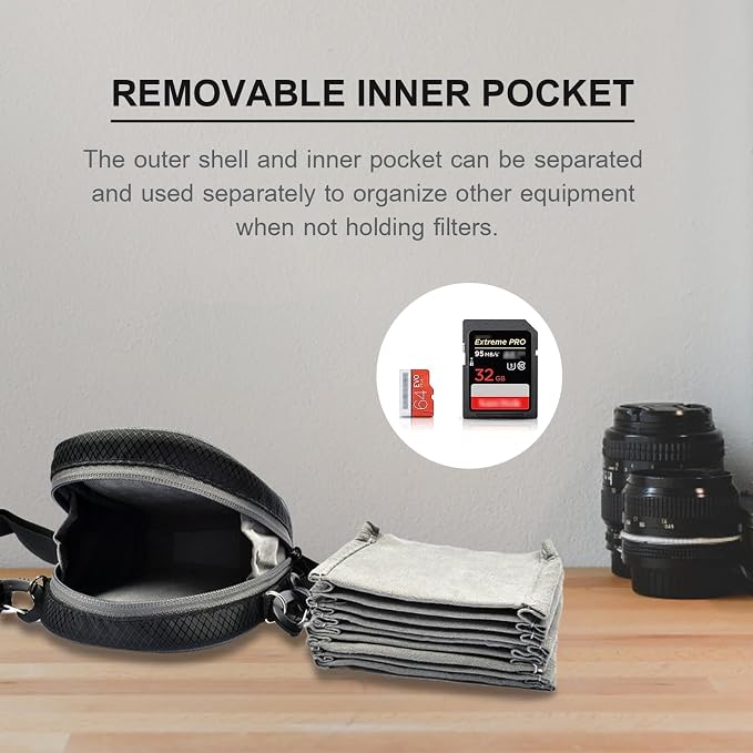 8 Pockets Camera Lens Filter Pouch, Water and Professional Photography Filter - Image 4