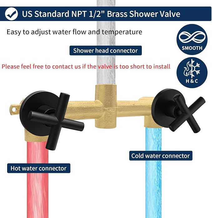 2 Handle Shower Faucet Shower System Complete 2 in 1 Shower Combo Set - Image 5