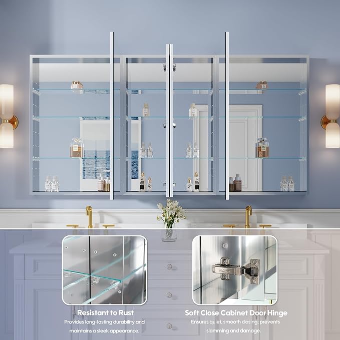 WELLFOR 72" x 36" Bathroom Medicine Cabinet - Image 4