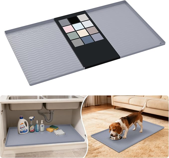 URMONA Waterproof Silicone Under Sink Mat 37'' x 22'' Shelf Liner by URMONA