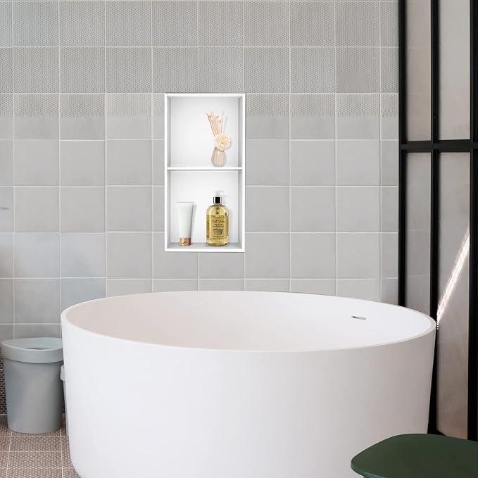 Neodrain No Tile Shower Niche, Stainless Steel Wall Niche 13.1"X25.1", Two-Tier - Image 8