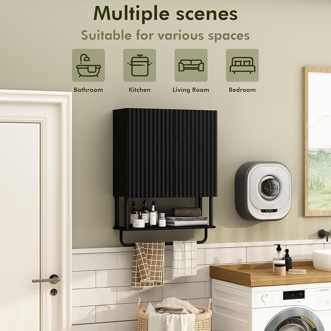 RUSTOWN Fluted Bathroom Wall Cabinet - Image 5