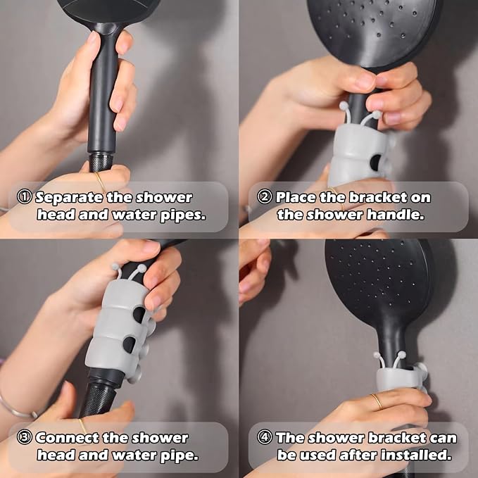 Inchant 4 Pieces Silicone Shower Head Holder Universal Relocatable Shower Head - Image 3