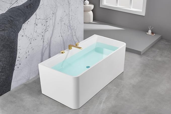 SITGES Minimalist Square-Shaped Bathtub Faucet, 2-Handle Widespread Roman Tub - Image 5