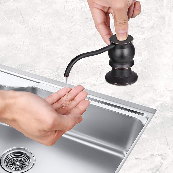 Samodra Kitchen Sink Soap/Lotion Dispenser, Brass Pump Head Oil Rubbed Bronze - Image 3