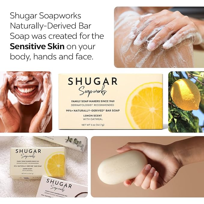 Shugar Soapworks Oatmeal & Lemon Verbena 5 oz Beauty Bar Soap 8-Pack | - Image 2