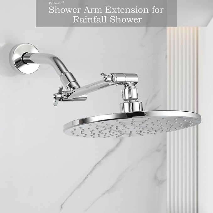 6 Inch Adjustable Shower Head Extension Arm, All-Metal Shower Arm Extender - Image 4