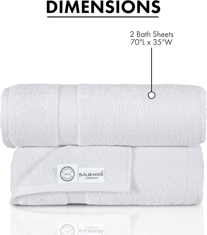 SALBAKOS 100% Turkish Cotton Extra Large Bath Sheet Set of 2 35x70 inch | - Image 8