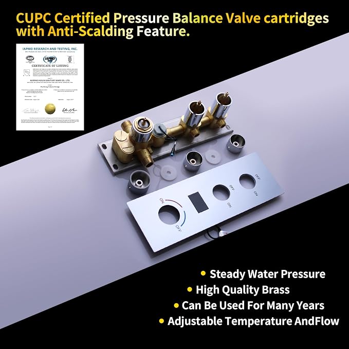 AYIVG Shower Diverter Valve Chrome Solid Brass Pressure Balance Diverter Valve - Image 5
