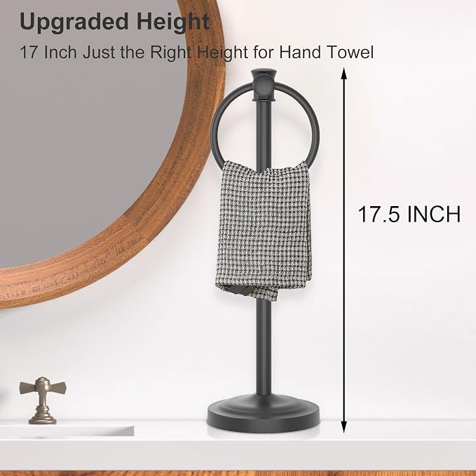 Hoimpro 17 Inch Stand Hand Towel Holder Towel Bar Towel Hanging Ring, Free - Image 2