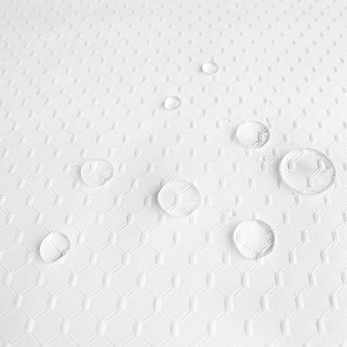 AooHome Heavy Duty Fabric Shower Curtain, Solid White Waffle Weave Bathroom - Image 7