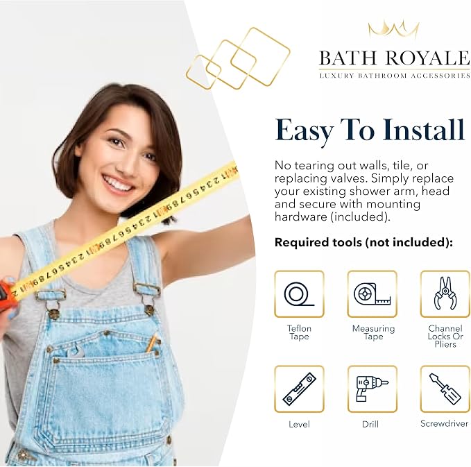 BATH ROYALE Handheld Shower Head, Detachable High Pressure & 3 Spray Modes - Image 6