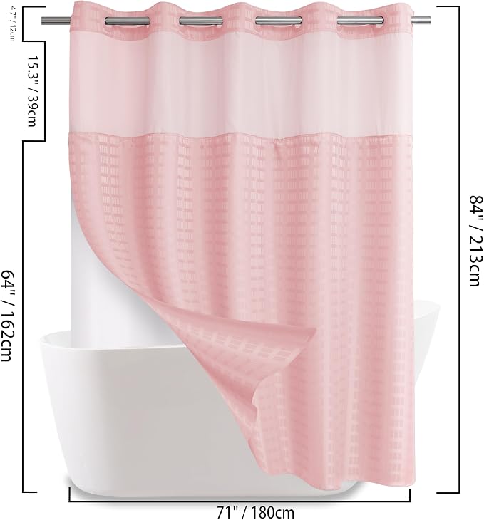 Extra Long No Hook Shower Curtain - Image 6