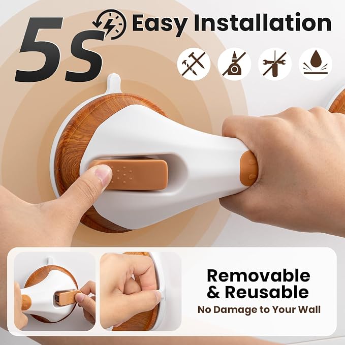 TAILI Shower Grab Bar, 2 Pack 12 Inch Suction Grab Bars - Image 5