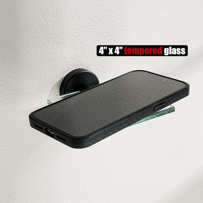 JQK Small Floating Glass Shelves Black, 4 Inch Display Ledges - Image 7