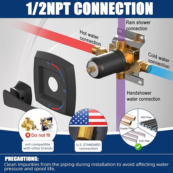 2 Way Shower Diverter Pressure Balance Mixing Valve - Image 7