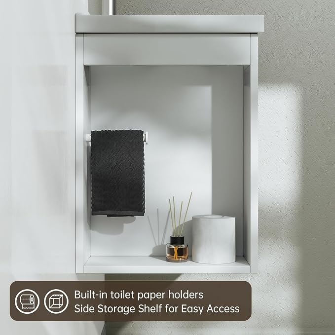 phiestina Pre-Assembled 20 Inch White Floating Small Bathroom Vanity, Wall - Image 5