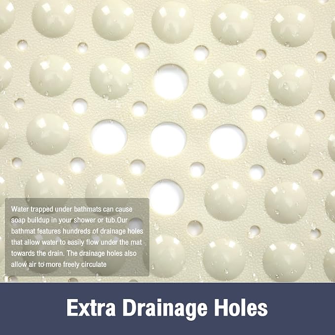 Beige Square Shower Bathtub Mat Non Slip 21x21 Inch, Soft Bath Mat - Image 4