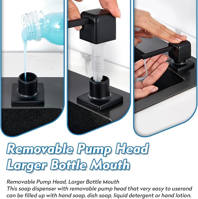 CREA Soap Dispenser for Kitchen Sink, Kitchen Soap Dispenser Black Square Built - Image 4