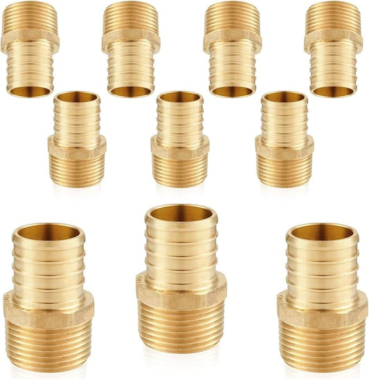 10-Pack HeSun PEX Fittings, 3/4" PEX x 1/2" Male NPT, Brass Crimp Male Adapter by HeSun