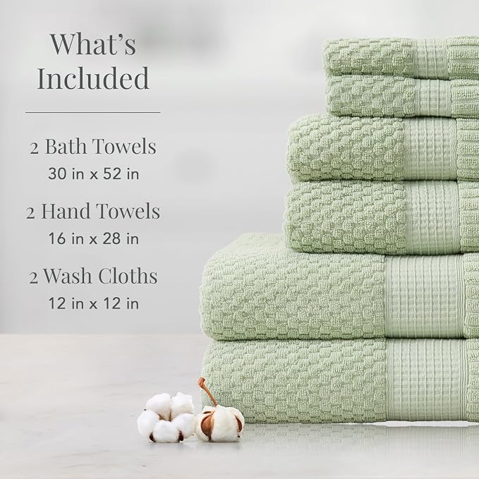 NY Loft 100% Cotton Towel Set 6 Piece Towel Set | Super Soft & Absorbent - Image 2