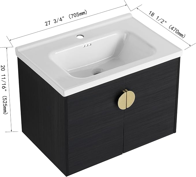 Generic 28 Inch Modern Black Bathroom Vanity - Image 2