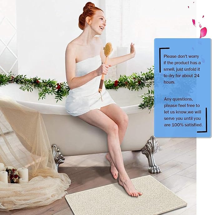 godehone Shower Mats Non Slip Without Suction Cups, PVC Loofah Bathroom Mats - Image 6