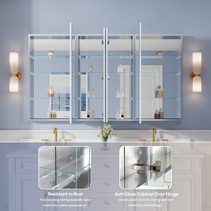 WELLFOR 64" x 36" Bathroom Medicine Cabinet - Image 4
