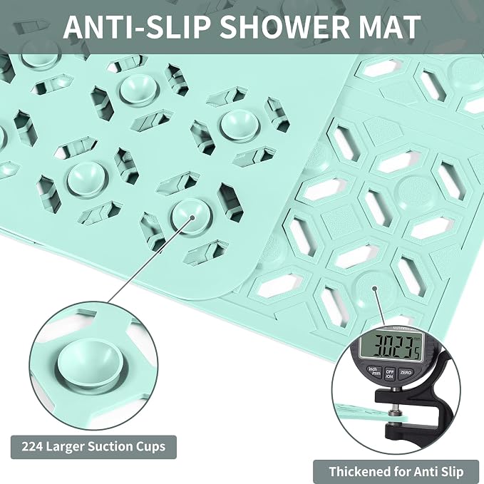 OTHWAY Square Shower Mat, TPE Anti Slip Shower mat - Image 2