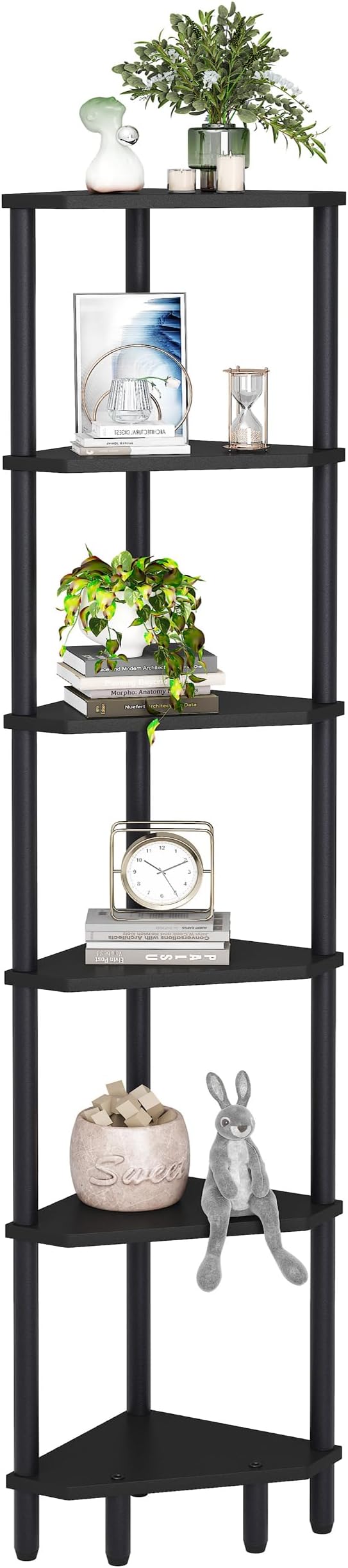 6 Tier Corner Shelf, 66.5'' Tall Standing Shelf, Narrow Display Shelf Stand - Image 3