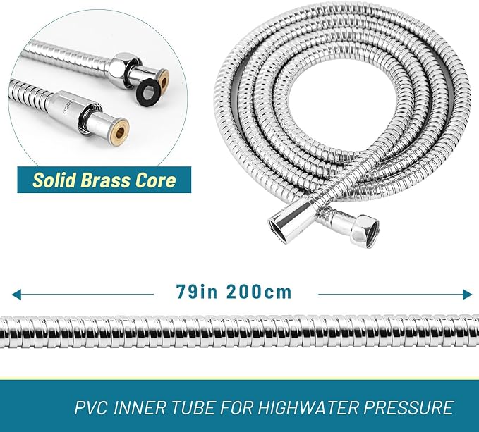 Klabb 79-Inch Extra Long Stainless Steel Shower Hose – Flexible, Durable - Image 3