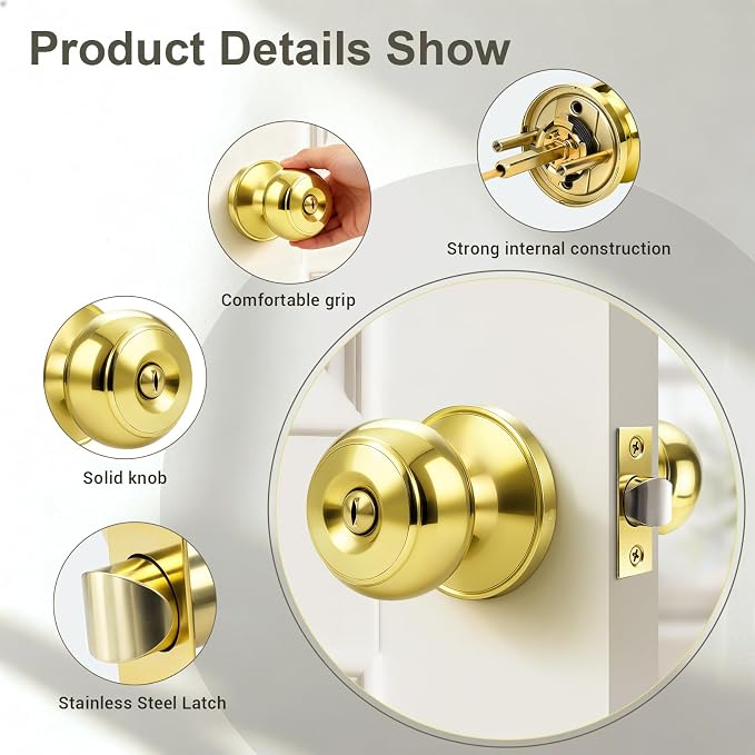 KNOBWELL 5 Pack Privacy Door Knob - Image 6
