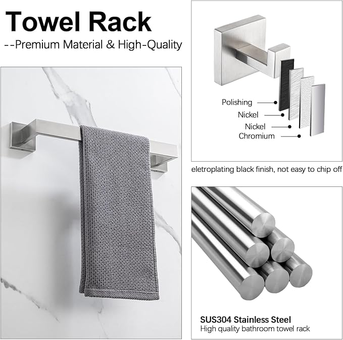 4-Piece Bathroom Hardware Set, Towel Rack Towel Holder Toilet Paper Holder - Image 2