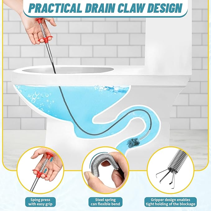 35.5 Inch Drain Clog Remover Tool, 30 Inch Sink Snake Drain Tool & 59 Inch Tube - Image 3