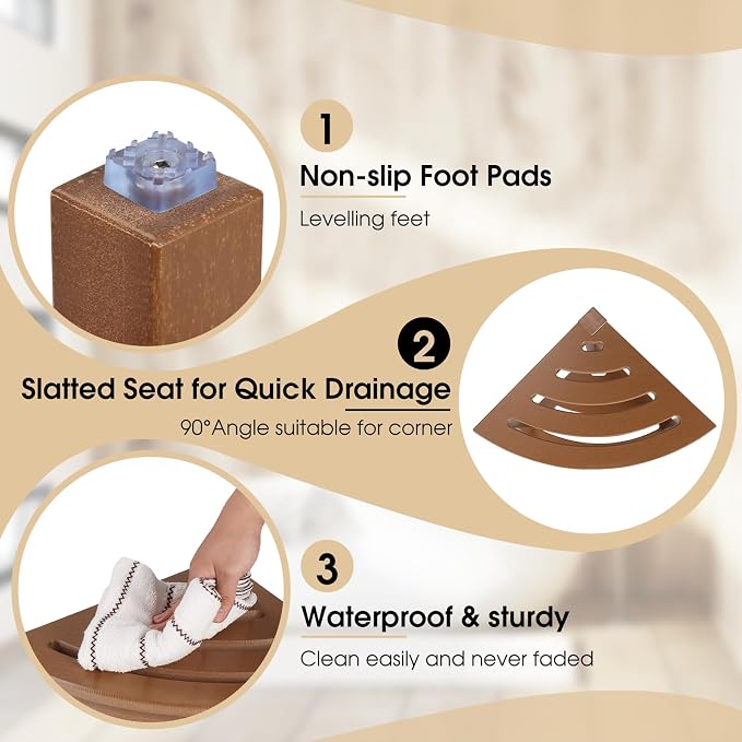 HDPE Corner Shower Stool, Shower Bench Seat - Image 4