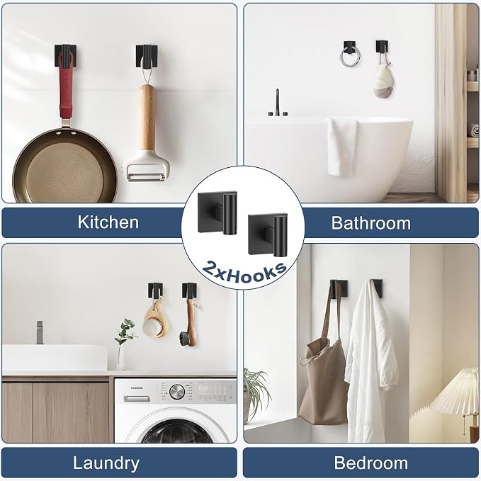TURS Matte Black 5-Pieces Bathroom Hardware Set SUS304 Stainless Steel Towel - Image 5