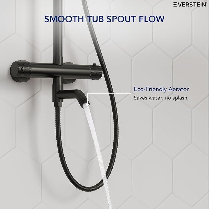 Exposed Shower System with Tub Spout, EVERSTEIN 10 inch High Pressure Shower - Image 6