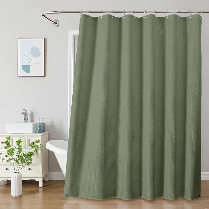 2-in-1 Waterproof Fabric Shower Curtain - Image 2