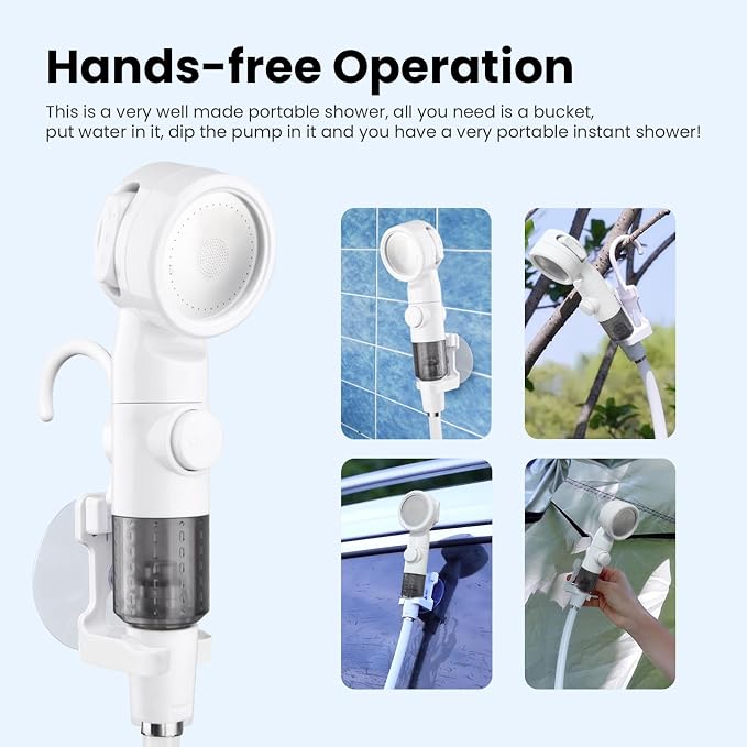 Portable Camping Shower Outdoor Camp Shower Pump, Upgrade Rechargeable Electric - Image 5