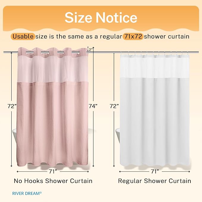 River Dream No Hooks Required Dotted Pink Shower Curtain - Image 7